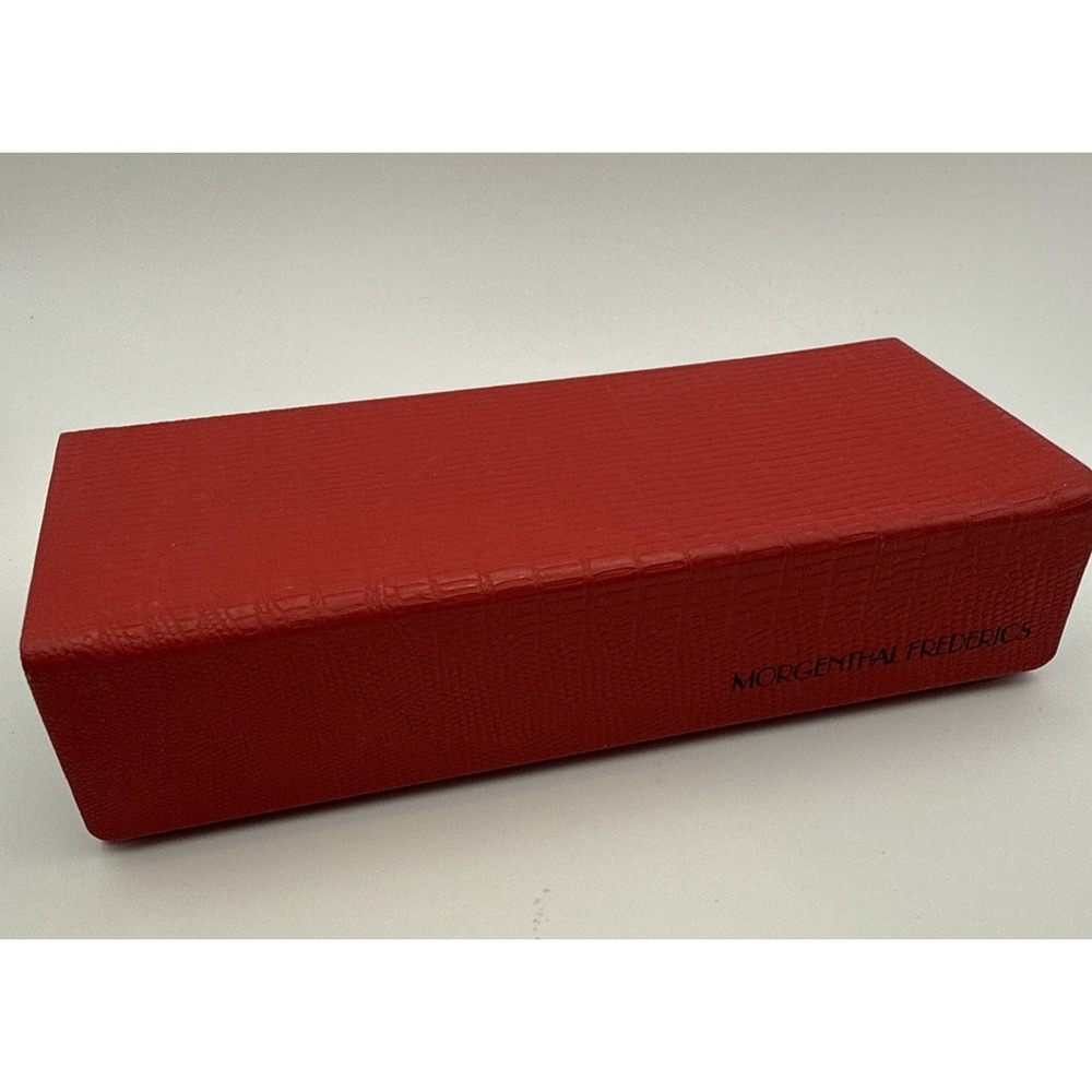 MORGENTHAL FREDERICS Eyeglasses Case Red Embossed Leather - Black Suede Interior